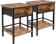 AMHANCIBLE BRAND END TABLE SET FAUX GRAIN WOOD BRAND NEW IN THE BOX