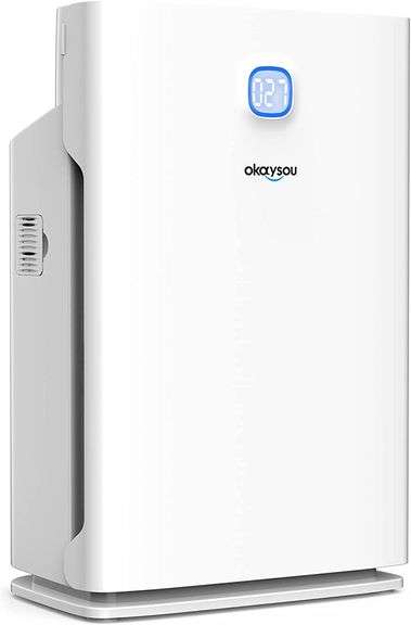 Okaysou Air Purifiers for Home Large Room, Smart PM2.5 Monitor H13 True HEPA with Washable Filter, 5-Stage Filtration System, Remove 99.97% of Particles, Dust Smoke Pollen Dander Odor, AirMax10L Plus - White
