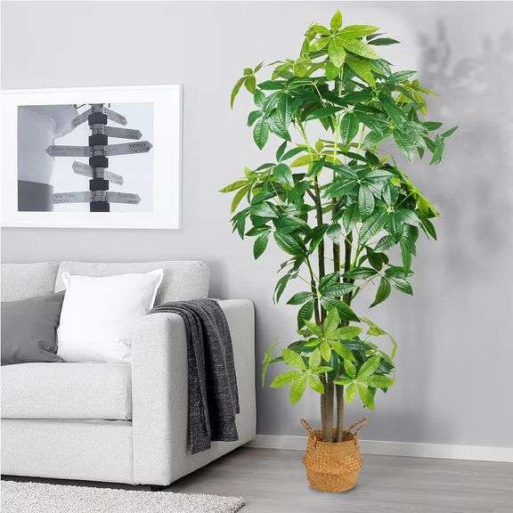 6.56Ft Artificial Trees Tall Faux Money Tree Big Fake Floor Plants Silk