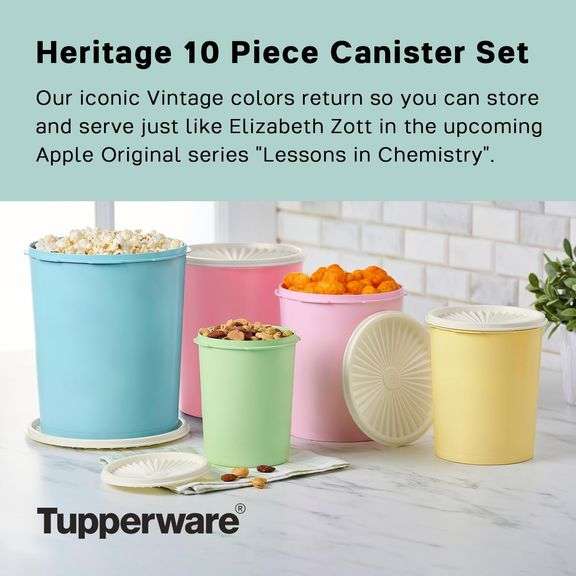 Tupperware Heritage Collection 10 Piece Nested Canister Set in Vintage