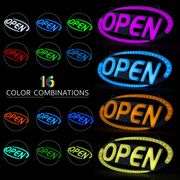 AMEVRGTHS Neon Open Sign for Business Open Neon Light, 24''×12'', 16 LED Color Combos, Running Effects of up and Down Arc, Adjustable Speed and Brightness, Apply to Wall Window Shop Store Office Black