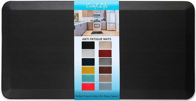 ComfiLife Anti Fatigue Floor Mat – 3/4 Inch Thick Perfect Kitchen Mat, Standing Desk Mat – Comfort at Home, Office, Garage – Durable – Stain Resistant – Non-Slip Bottom (20" x 39", Black)