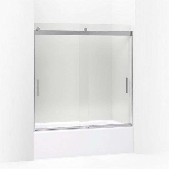 KOHLER Levity® Sliding bath door, 59-3/4" H x 56-5/8 - 59-5/8" W, with 1/4" Thick Crystal Clear Glass