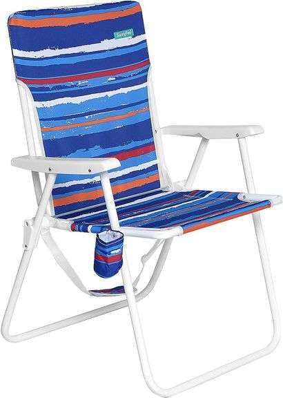 Sunnyfeel Tall Folding Beach Chair, Stripes