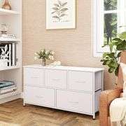 WLIVE 5 Drawer Fabric Dresser, White