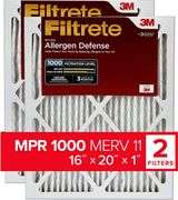 Filtrete 16x20x1 Air Filter, MPR 1000, MERV 11, Micro Allergen Defense 3-Month Pleated 1-Inch Air Filters, 2 Filters