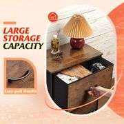WLIVE Nightstand, 2 Drawer, Rustic Brown