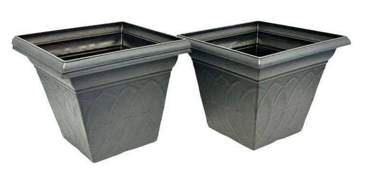 Lot of 2 - 14 in. Durham Bronze Plastic Square Planter - NEW!