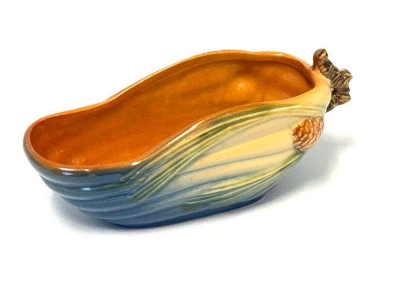 Roseville Pottery Blue Pinecone Boat - #455-6