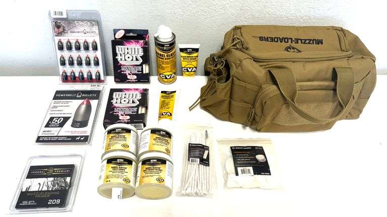 Muzzle Loading Stock of Supplies w/ Carry Bag