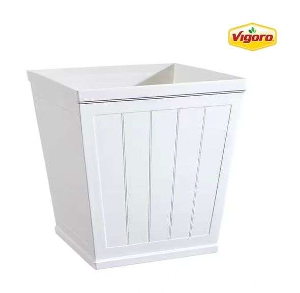 Vigoro 14.1 in. Eden Large White Resin Square Planter - NEW!
