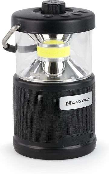 LUXPRO Bright 572 Lumen Rechargeable Bluetooth Speaker Lantern with Device Charging Port