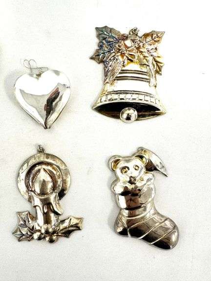 10pc 3D Silverplate Christmas Ornament Collection