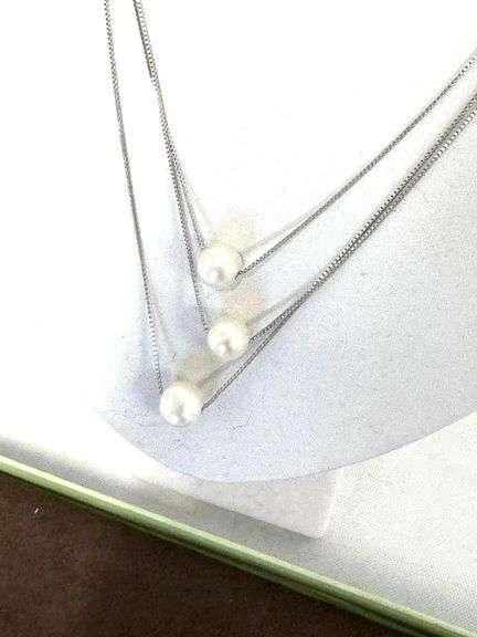 Ross & Simmons Sterling Silver Triple Strand Pearl Necklace - NEW!