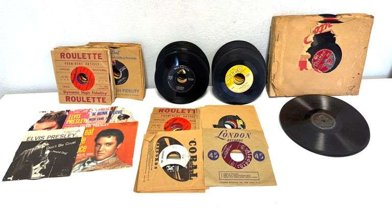 Large 124pc - 45 RPM & Early LP Record Collection