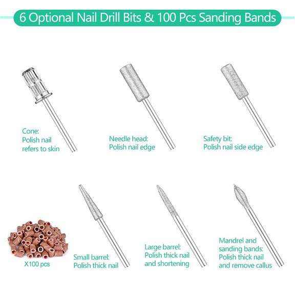 Professional Nail Drill Machine 30000 RPM Efile Electric Nail Filer Kit for Finger Toe Nails - NEW!