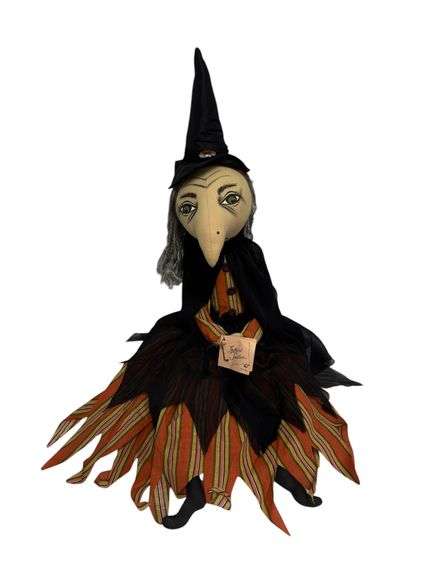 Joe Spencer Folk Art Doll - "Agnes the Witch" Handmade Doll