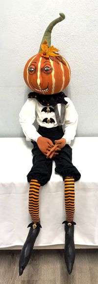 Joe Spencer Folk Art Doll - "Pumpkin Head" Handmade Doll
