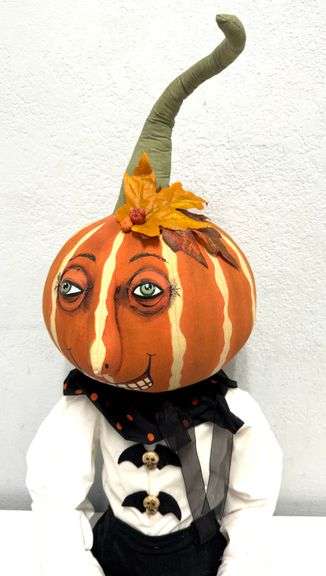 Joe Spencer Folk Art Doll - "Pumpkin Head" Handmade Doll
