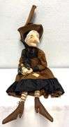 Joe Spencer Folk Art Doll - "Myrtle the Witch" Handmade Doll