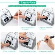 Professional Nail Drill Machine 30000 RPM Efile Electric Nail Filer Kit for Finger Toe Nails - NEW!