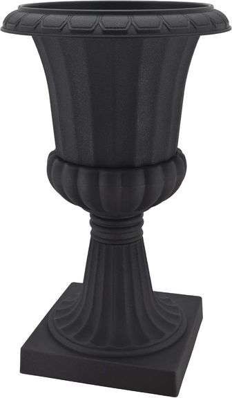 Deluxe Plastic Planter / Urn - Black Outdoor PVC (NEW)