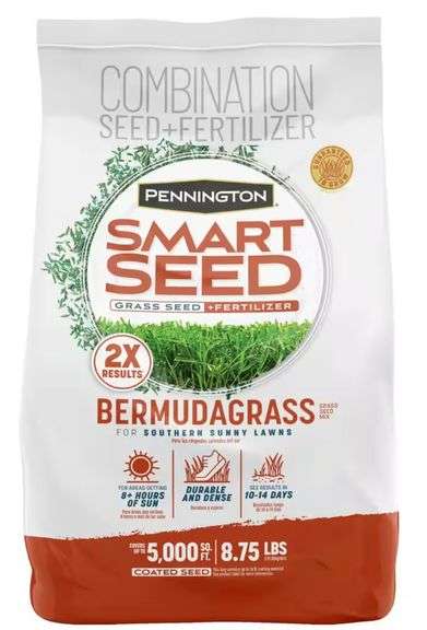 Pennington Smart Seed Bermudagrass 8.75 lb. 5,000 sq. ft. Grass Seed and Lawn Fertilizer - New!