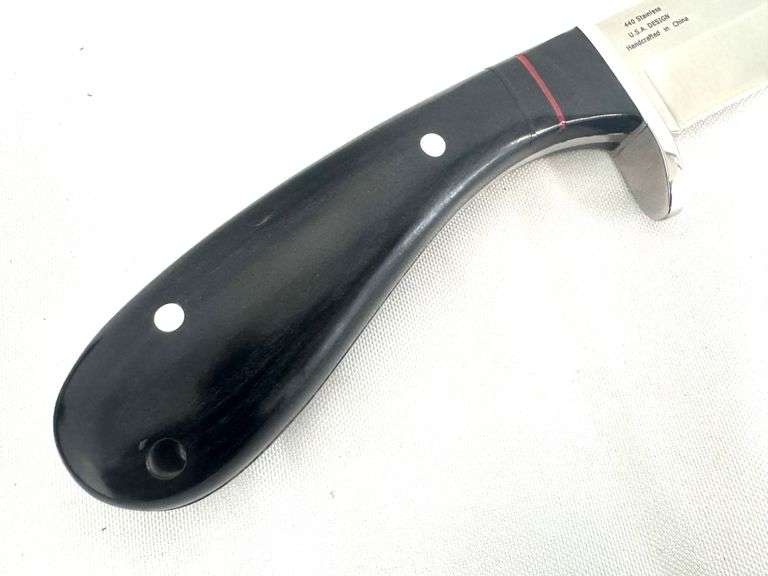 Elk Ridge Hunting Knife - Black Pakkwood Handle With Leather Case