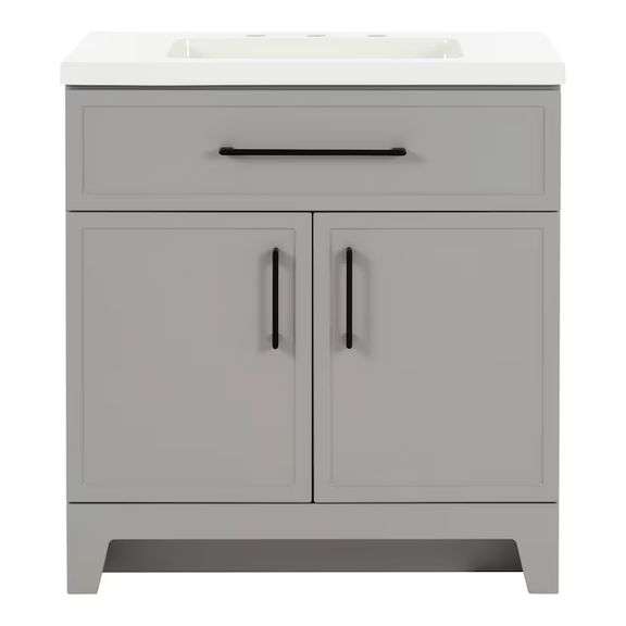 Style Selections Potter 30-in Gray Single Sink Bathroom Vanity with White Cultured Marble Top - NEW!