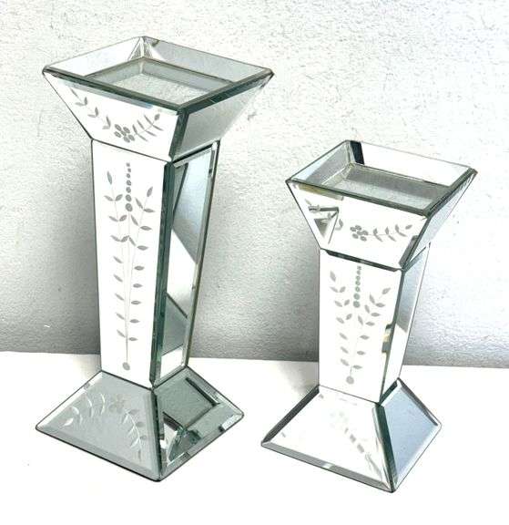 Pair of Mirrored Console Pillars