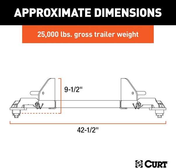 CURT 16021 Replacement Ram 2500, 3500 Puck System 5th Wheel Legs, 25,000 lbs, Hitch Head Required (N