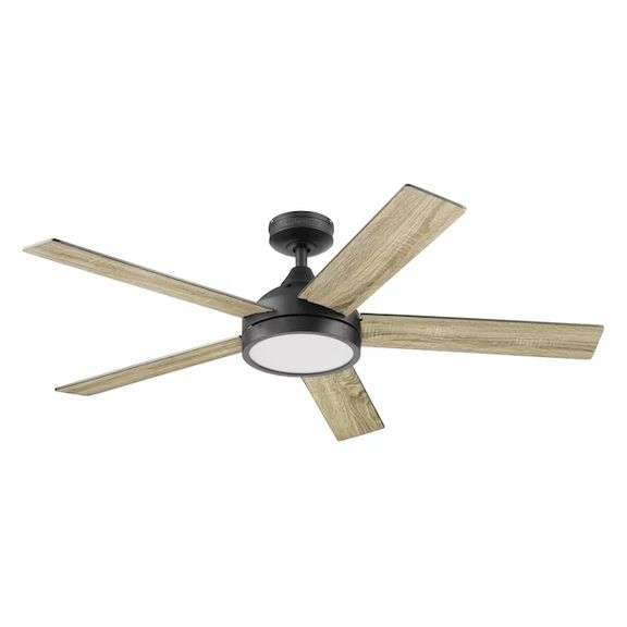 Harbor Breeze Camden 52-in Matte Black with Mocha/Cocoa Blades Indoor Ceiling Fan with Light and Rem