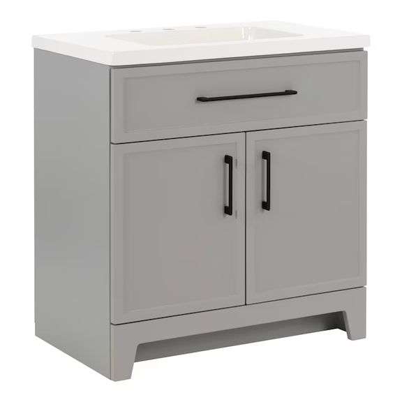 Style Selections Potter 30-in Gray Single Sink Bathroom Vanity with White Cultured Marble Top - NEW!