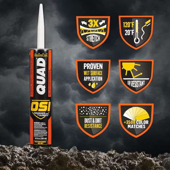 3 Tubes OSI Quad 10-oz Window and Door Bronze 201 Paintable Solvent Caulk