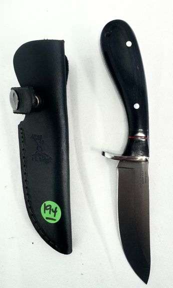 Elk Ridge Hunting Knife - Black Pakkwood Handle With Leather Case