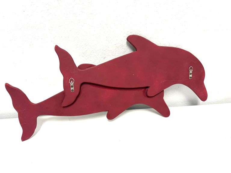 Vintage Coastal Twin Dolphin Wall Mirror
