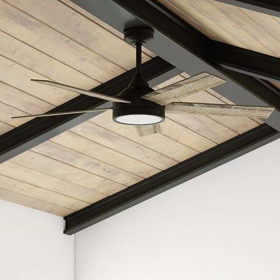 Harbor Breeze Camden 52-in Matte Black with Mocha/Cocoa Blades Indoor Ceiling Fan with Light and Rem