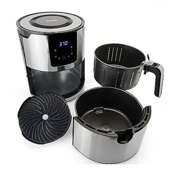 SHAQ 6 qt 1700W Stainless Steel Digital Air Fryer w/ Grill Plate - NEW!