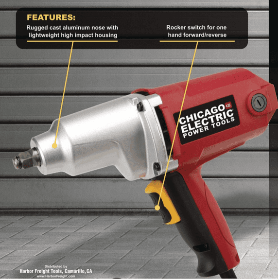 CHICAGO ELECTRIC POWER TOOLS 7 Amp, 1/2 in. Impact Wrench with Rocker Switch