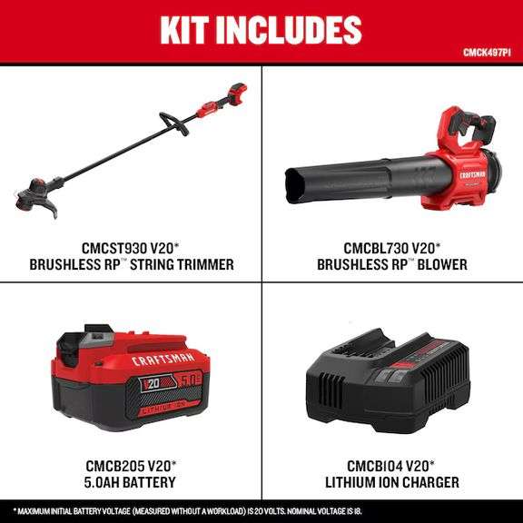 CRAFTSMAN V20 Brushless RP 20-volt Max Cordless Battery String Trimmer and Leaf Blower Combo Kit (NE