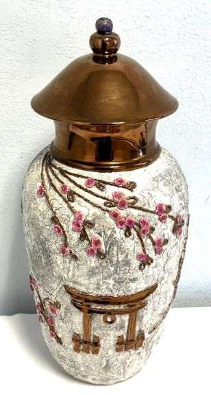 16" Asian Cherry Blossom Covered Vessel