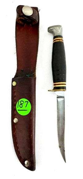 Vintage Kabar 1224 Trout Knife with Leather Handle