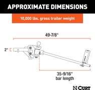 CURT 17500 TruTrack Weight Distribution Hitch with Sway Control, Up to 10K, 2-In Shank, 2-5/16-Inch 