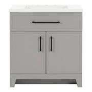 Style Selections Potter 30-in Gray Single Sink Bathroom Vanity with White Cultured Marble Top - NEW!