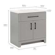 Style Selections Potter 30-in Gray Single Sink Bathroom Vanity with White Cultured Marble Top - NEW!