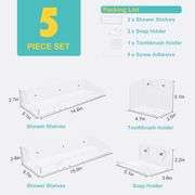 Adhesive Shower Caddy, 5 Pack Acrylic Shower Shelves Bath Organizers - NEW!