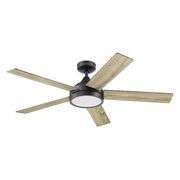 Harbor Breeze Camden 52-in Matte Black with Mocha/Cocoa Blades Indoor Ceiling Fan with Light and Rem