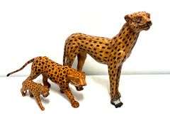 3pc Leather Wrapped Leopard Family