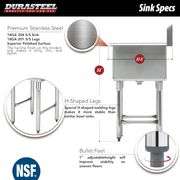 DuraSteel 24" x 24" Stainless Steel Utility Sink - NSF Certified (NEW)