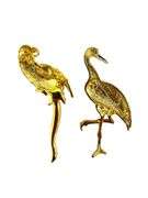 Jeweled & Enameled Bird Brooches - Lot of 2 ( Parrot and Crane )